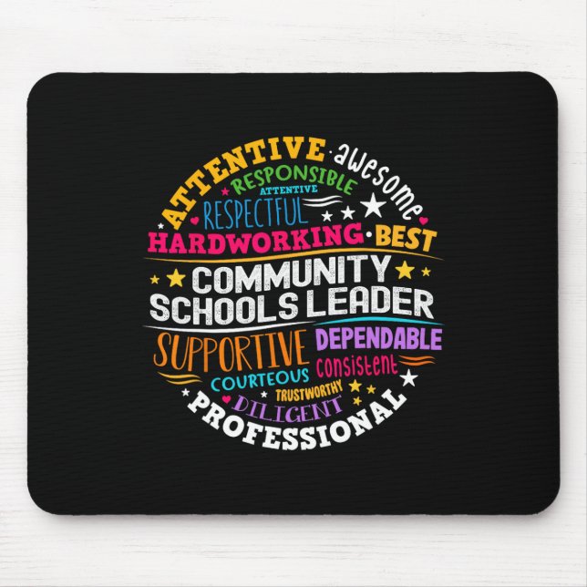 Tapis De Souris Groovy Community Schools Leader Spreading Positivi (Devant)