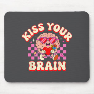 Tapis De Souris Groovy Embrasse Ton Cerveau Rétro Saint-Valentin E