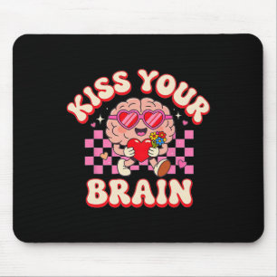 Tapis De Souris Groovy Embrasse Ton Cerveau Rétro Saint Valentin E