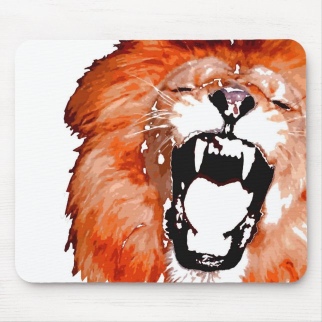 Tapis De Souris Gros plan de l'artisanat du lion rugissant (Devant)