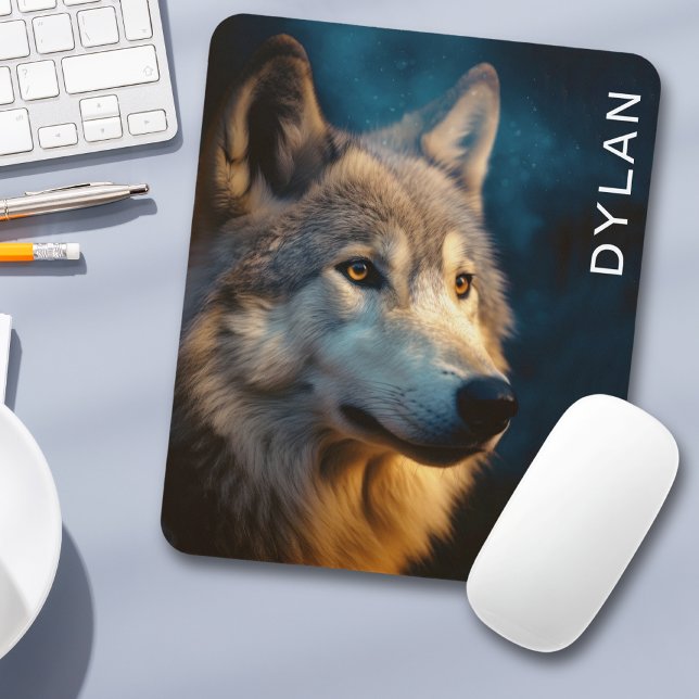 Tapis De Souris Gros plan du loup moderne (Créateur téléchargé)