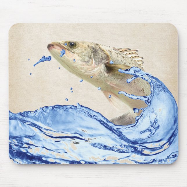 Tapis De Souris gros poisson sautant hors de l'eau (Devant)