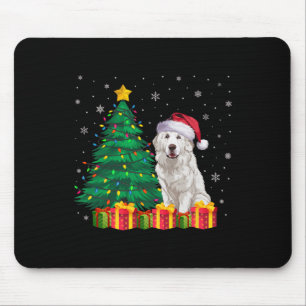 Tapis De Souris Gros Pyrénées Santa Hat Noël Lumières Chien