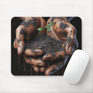 Tapis De Souris Grosses mains tenant un écouvillon d'arbre