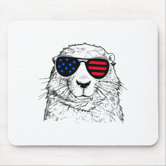 Tapis De Souris Groundhog 4th July America Usa Flag For Women Kids