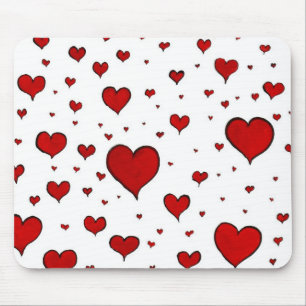 Tapis de souris groupe de cœurs rouges