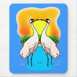 Tapis De Souris Grues blanches amoureuses