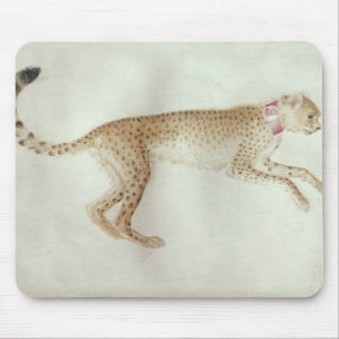Tapis De Souris Guépard de bondissement avec un collier rouge
