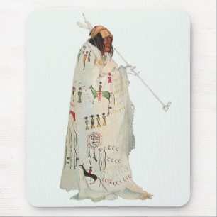 Tapis De Souris Guerrier indien avec pipe Portrait de Karl Bodmer