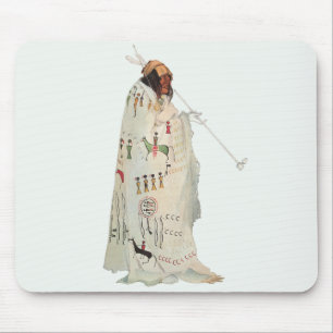 Tapis De Souris Guerrier indien avec pipe Portrait de Karl Bodmer