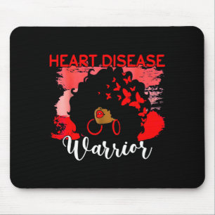 Tapis De Souris Guerrière cardiaque femme noire rouge sensibilisat