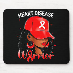 Tapis De Souris Guerrière cardiaque Rouge Femme noire Sensibilisat
