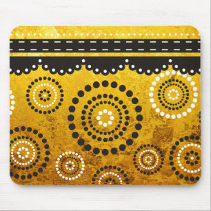 Tapis De Souris Guirlande ARTdeco noir blanc + feuille d'or fond.