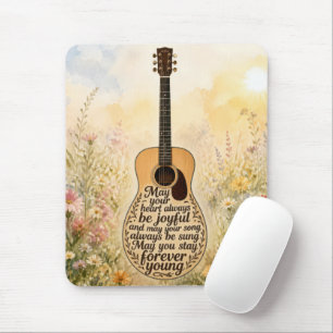 Tapis De Souris Guitare acoustique avec texte Forever Young