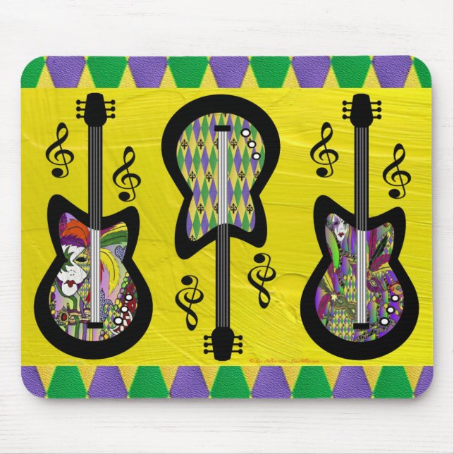 Tapis De Souris Guitares colorées Mardi Gras (Devant)