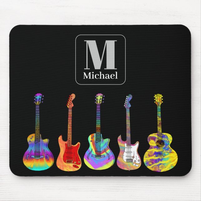 Tapis De Souris Guitares colorées Monogramme (Devant)