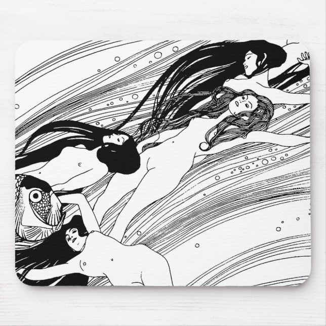 Tapis De Souris Gustav Klimt - Poisson Sang Surreal Art Japonais (Devant)