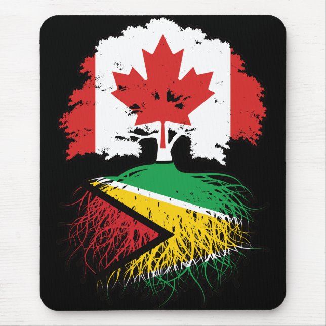 Tapis De Souris Guyana Guyane Drapeau canadien des racines d'arbre (Devant)