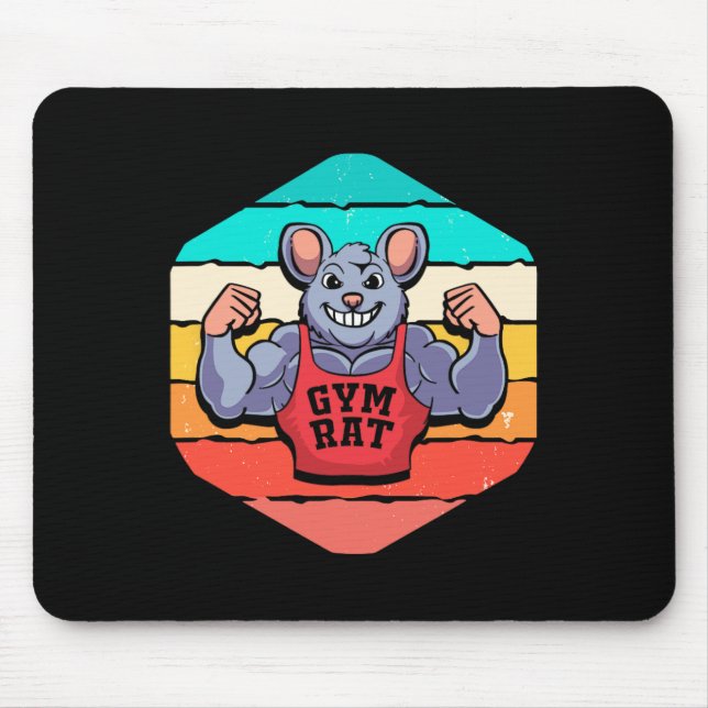 Tapis De Souris Gym Lover Bodybuilding Retro Gym Rat (Devant)