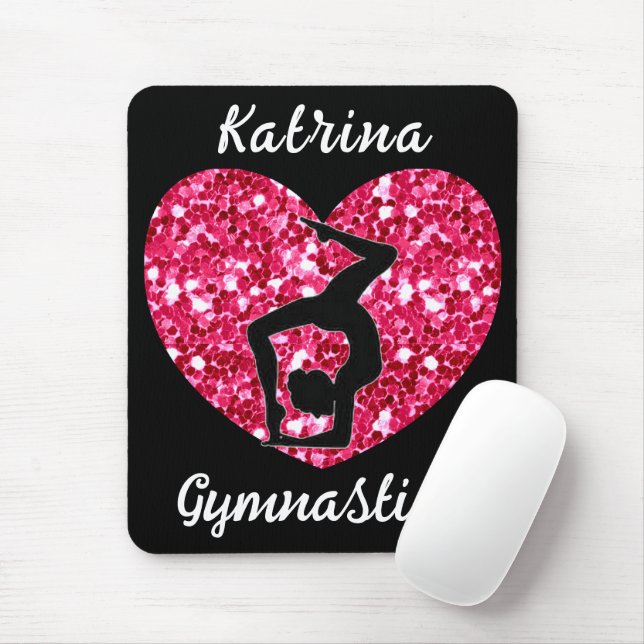 Tapis De Souris Gymnastique noir et rose chaud Personnalisé (Avec souris)
