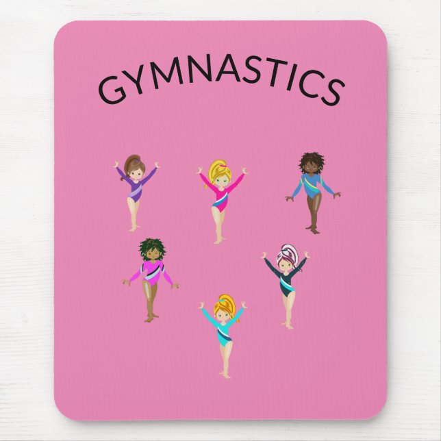 Tapis De Souris Gymnastique souris de fille avec 6 gymnaste! (Devant)