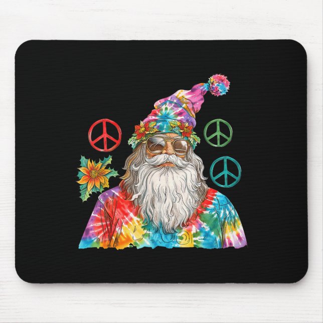 Tapis De Souris Gypsy Santa Claus Hipe Tie Dye Groovy Christmas  (Devant)