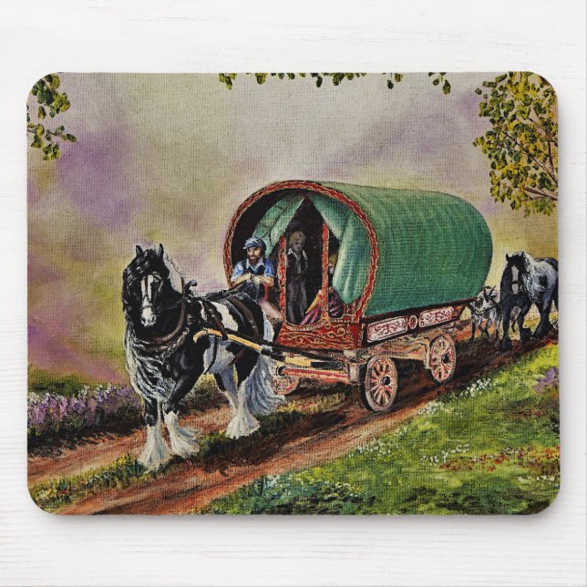 Tapis De Souris Gypsy Vanner cheval Irish Caravan wagon (Devant)