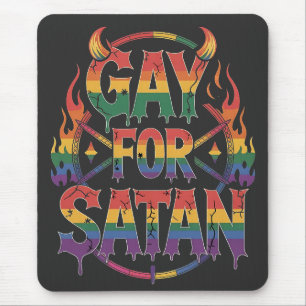 Tapis De Souris Hail Gay Satan Rainbow Baphomet Devil Goat LGBTQ