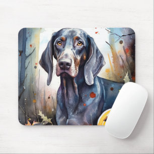 Tapis De Souris Halloween Bluetick Coonhound avec la peur Citrouil