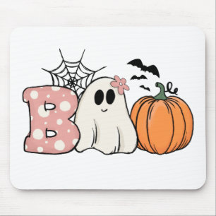 Tapis De Souris Halloween Boo Ghost Citrouille Bats Cobweb