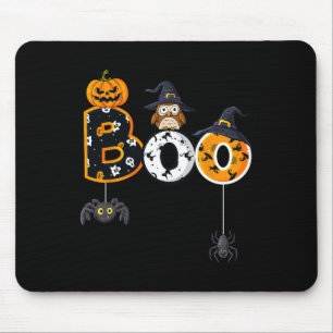 Tapis De Souris Halloween Boo Owl Avec Sorcière Casquette Araignée