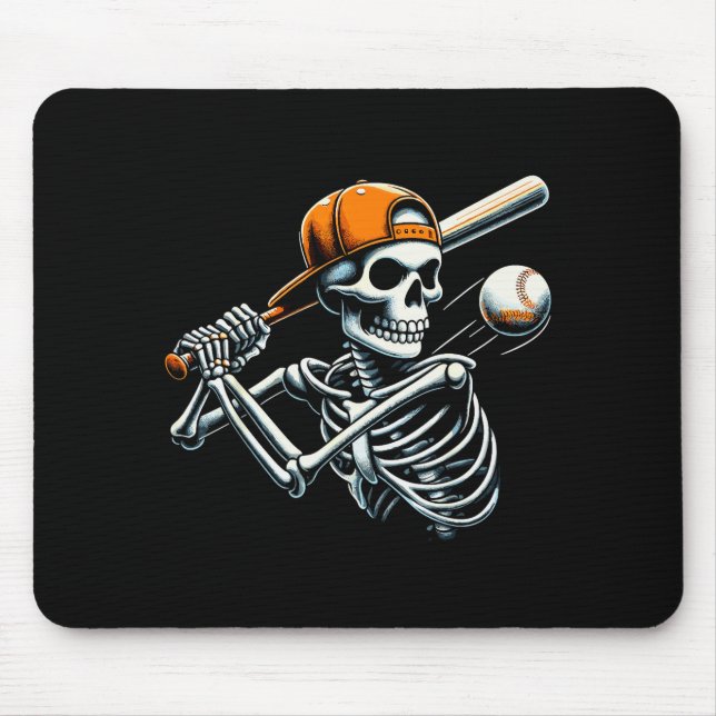 Tapis De Souris Halloween Boys Batting Skeleton Baseball  (Devant)