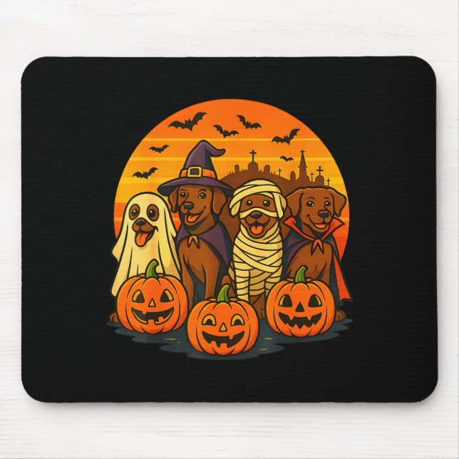 Tapis De Souris Halloween Brown Labrador Ghost Soky Chocolate Lab  (Devant)