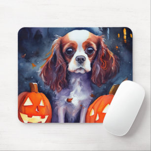 Tapis De Souris Halloween Cavalier King Charles Citrouille espagno