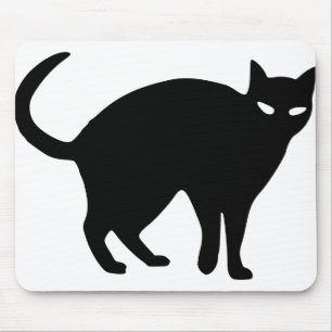 Tapis De Souris Halloween Chat Noir Éffrayant Angry Tête Animal An