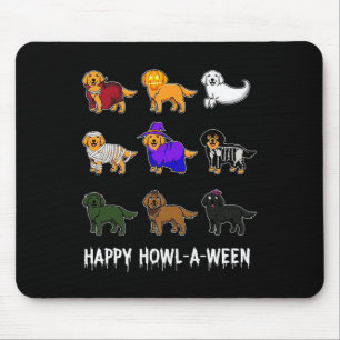 Tapis De Souris Halloween Chien Golden Retriever Happy Howl-o-we