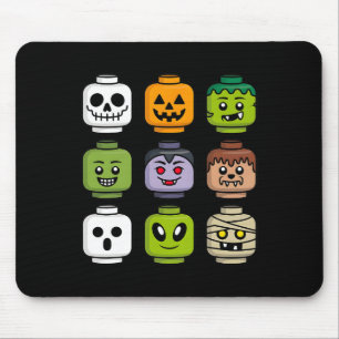 Tapis De Souris Halloween Citrouille en tête de brique de construc