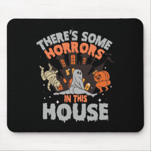 Tapis De Souris Halloween Citrouille fantôme Il y a des horreurs d