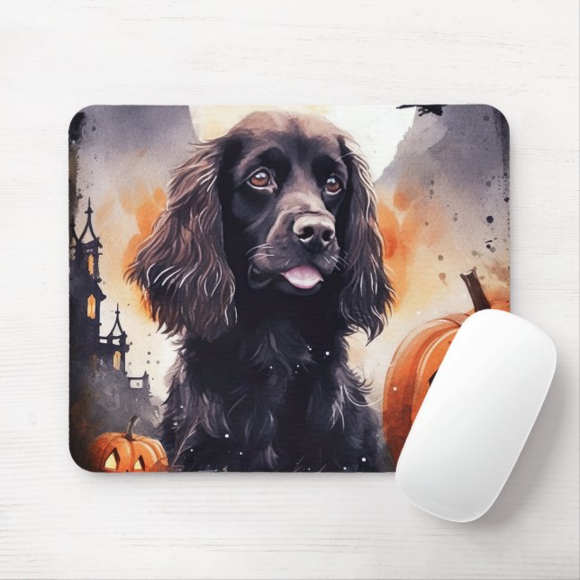Tapis De Souris Halloween Cocker Spaniel Avec Citrouilles (Avec souris)