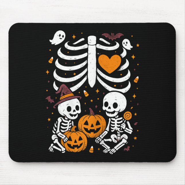 Tapis De Souris Halloween Costume Pregnant Woman Twins Pumpkin Rib (Devant)
