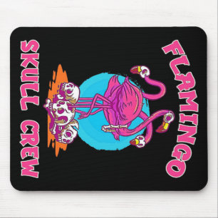 Tapis De Souris Halloween de l'équipage du crâne Flamant rose Am