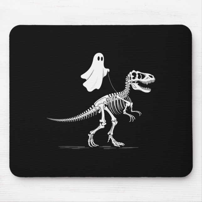 Tapis De Souris Halloween Ghost Walking Dinosaur Skeleton T Rex Fu (Devant)