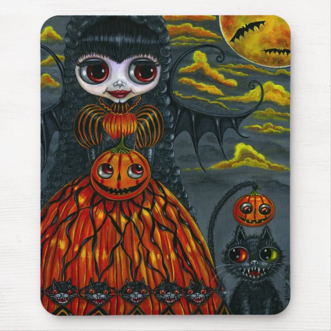 Tapis De Souris Halloween Kitty Chat Fée Mousepad (Devant)