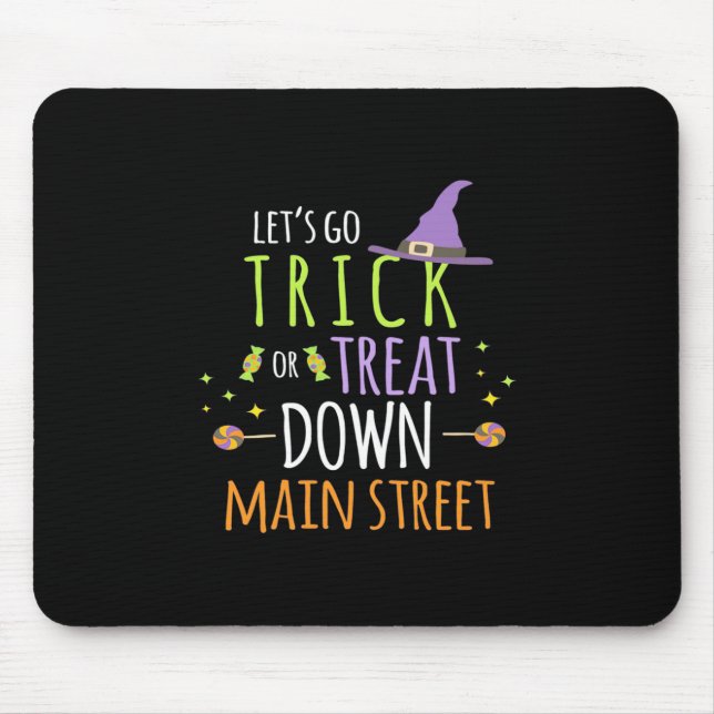 Tapis De Souris Halloween Laissons Aller Tricoter Ou Traiter (Devant)