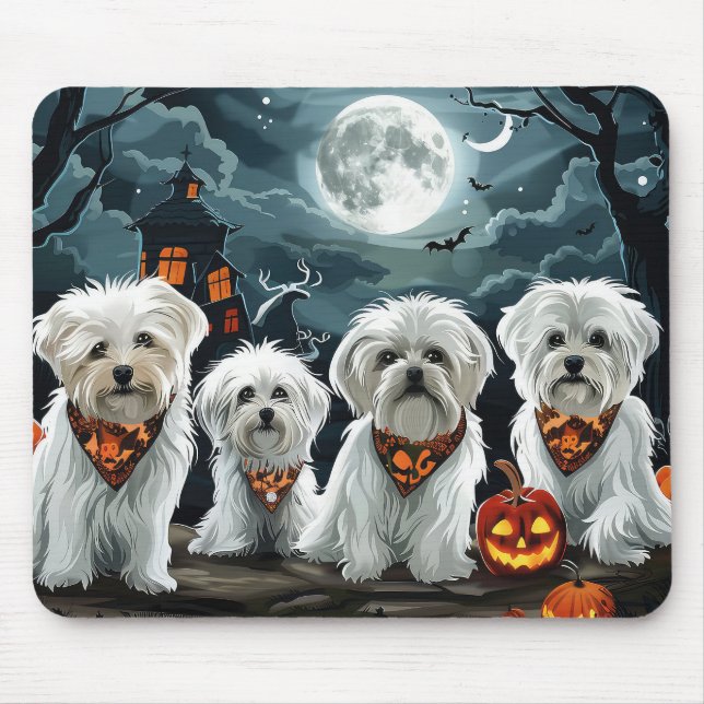 Tapis De Souris Halloween maltais Éffrayant (Devant)
