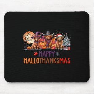Tapis De Souris Halloween Noël de la vache Highland Thanksgiving H