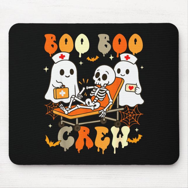 Tapis De Souris Halloween Nurse Boo Boo Crew Ghost Doctor Paramedi (Devant)