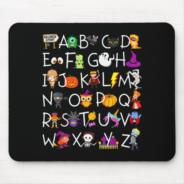 Tapis De Souris Halloween Nursery Teacher Shirt, Halloween Alphabe (Devant)