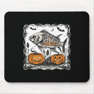 Tapis De Souris Halloween Poisson Squelette drôle Poisson Éffrayan