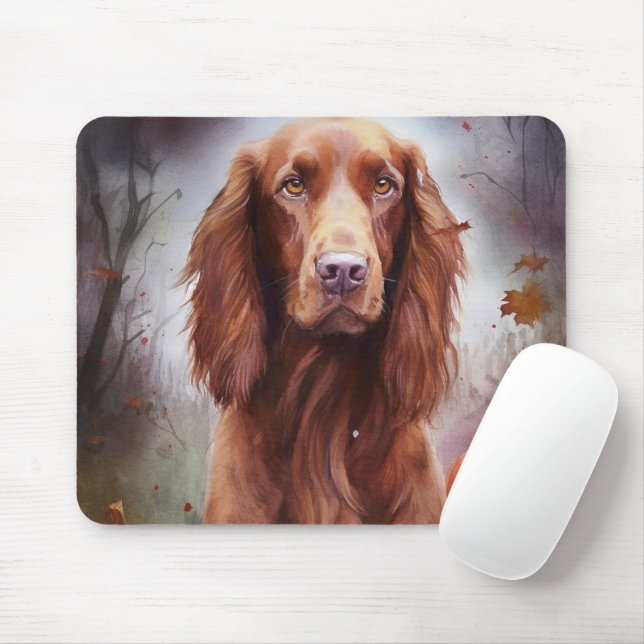 Tapis De Souris Halloween Rouge irlandais Setter avec la peur Citr (Avec souris)